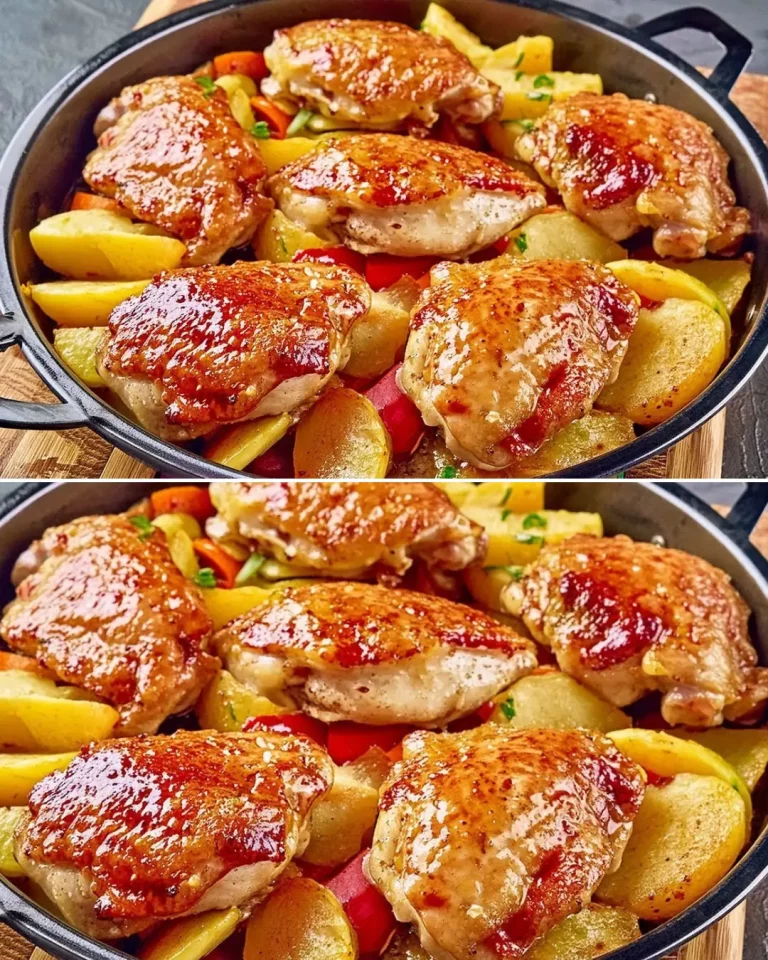Golden Honey Glazed Chicken Thighs with Roasted Vegetables