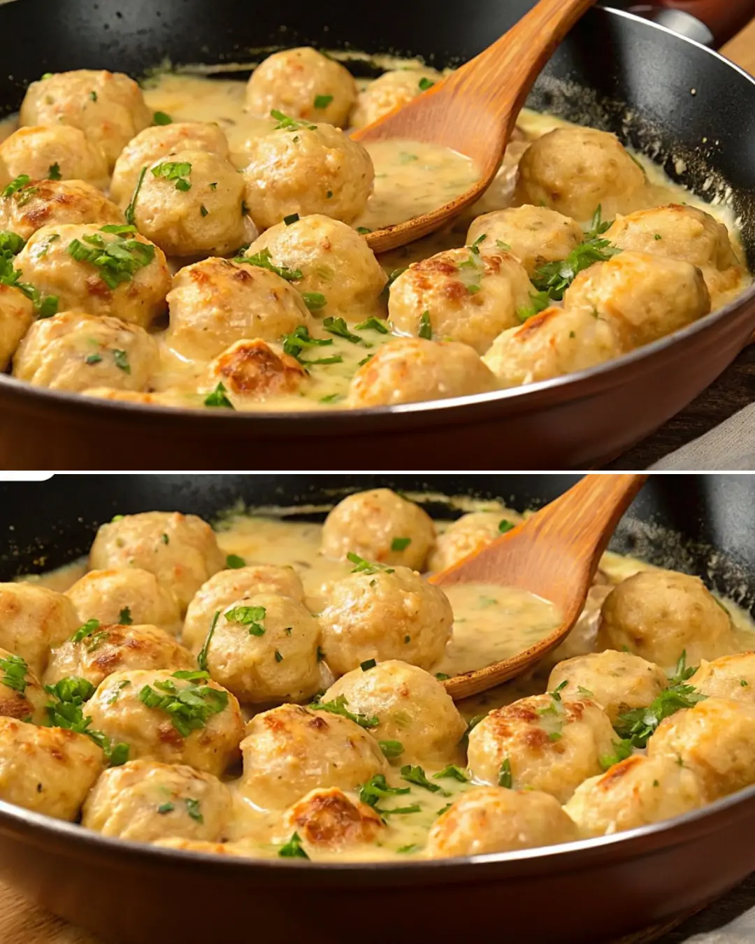 Tender Chicken Meatballs in Creamy Maple Dijon Sauce