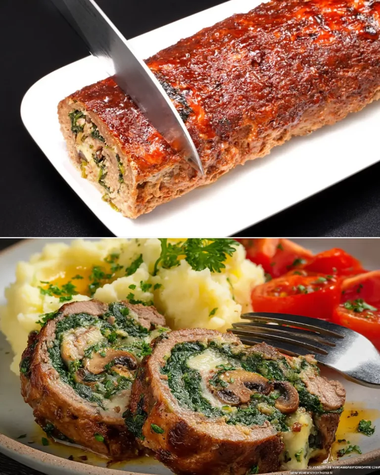 Stuffed Beef Roll with Spinach, Mushrooms, and Cheese