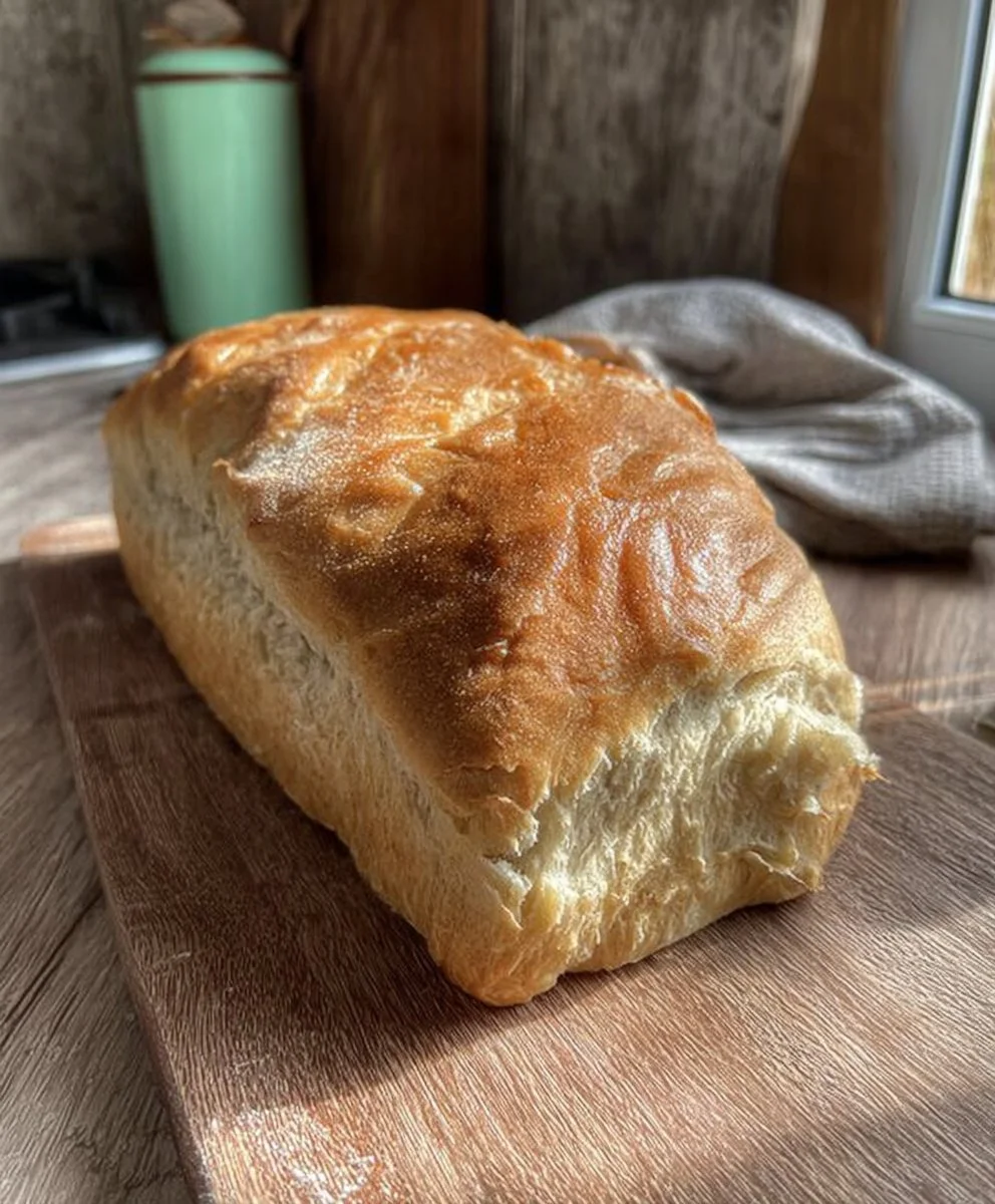 Loaf of homemade almond flour bread sliced on a wooden board