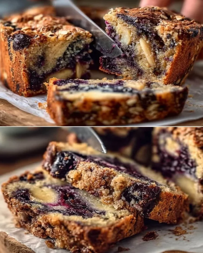 Blueberry Apple Oat Bake topped with fresh blueberries and apple slices