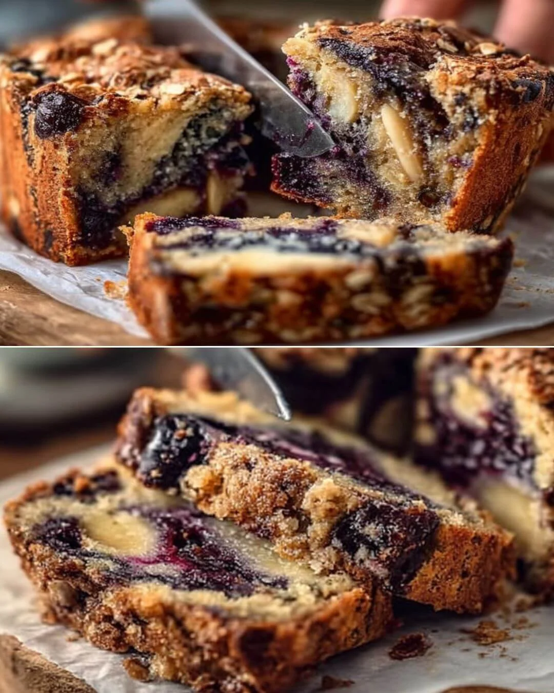 Blueberry Apple Oat Bake topped with fresh blueberries and apple slices