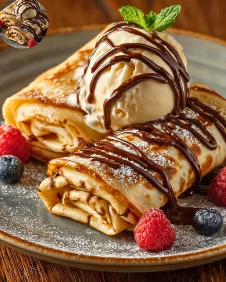Classic French crepes served with various fillings on a plate