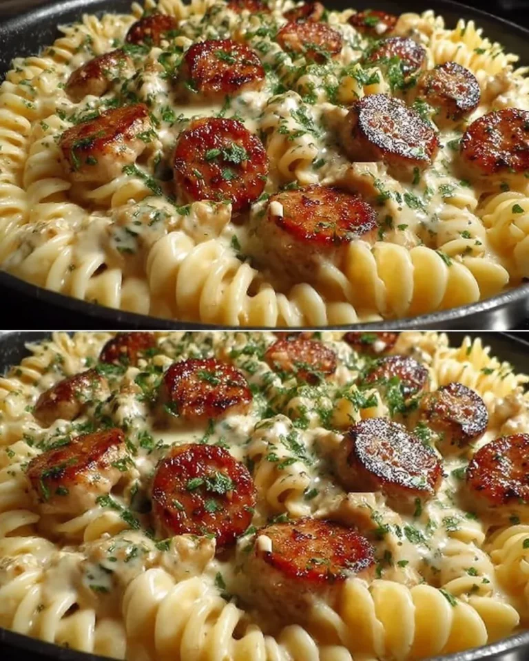 Creamy Pepper Jack Chicken with Sausage Pasta dish served in a bowl