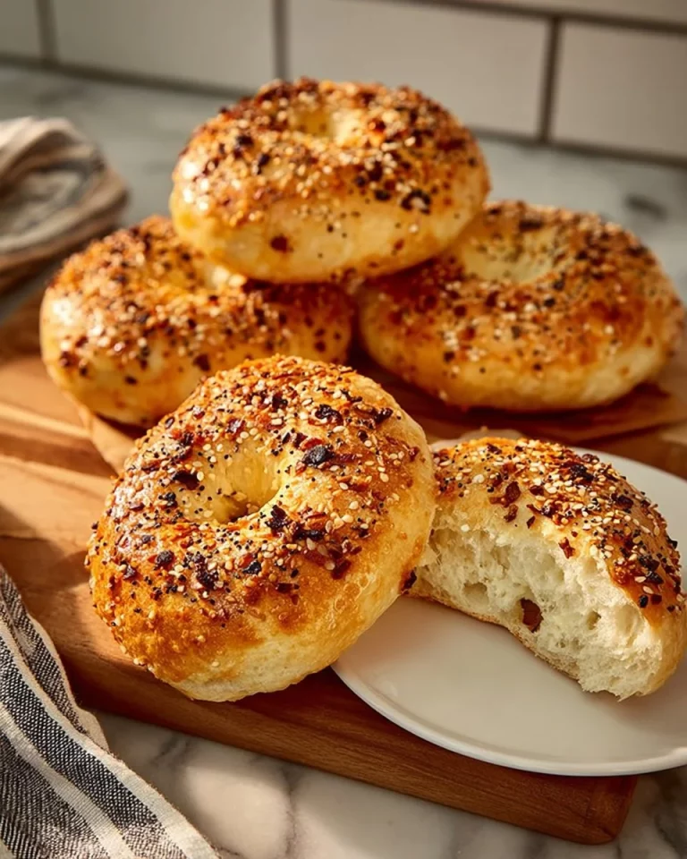 Homemade Greek yogurt bagels topped with seeds and fresh ingredients.