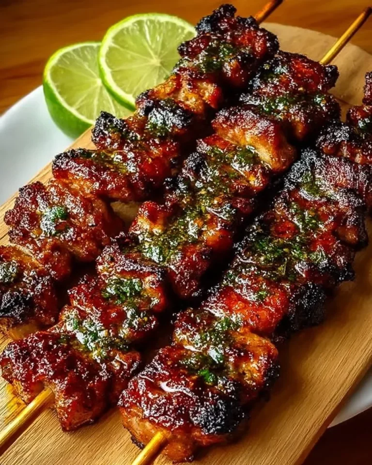 Grilled Thai coconut chicken skewers served with a fresh dipping sauce.