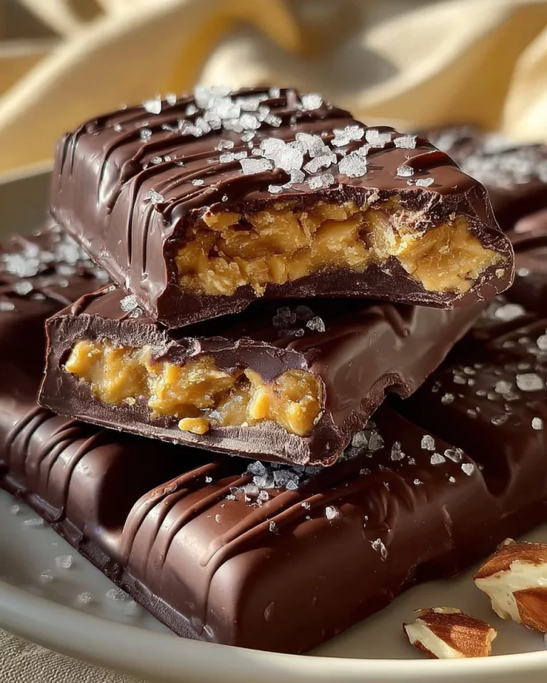 Healthy gluten-free and vegan homemade Butterfingers bars on a wooden table