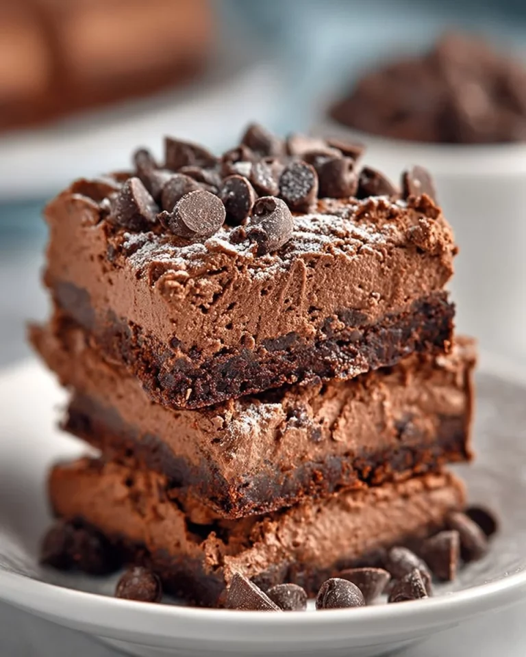 Low carb no bake chocolate cheesecake bars with a rich chocolate layer