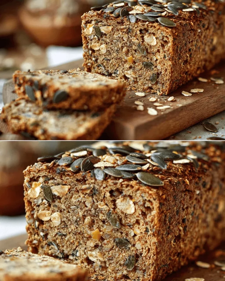Loaf of homemade Oatmeal Seed Bread crust with seeds on top