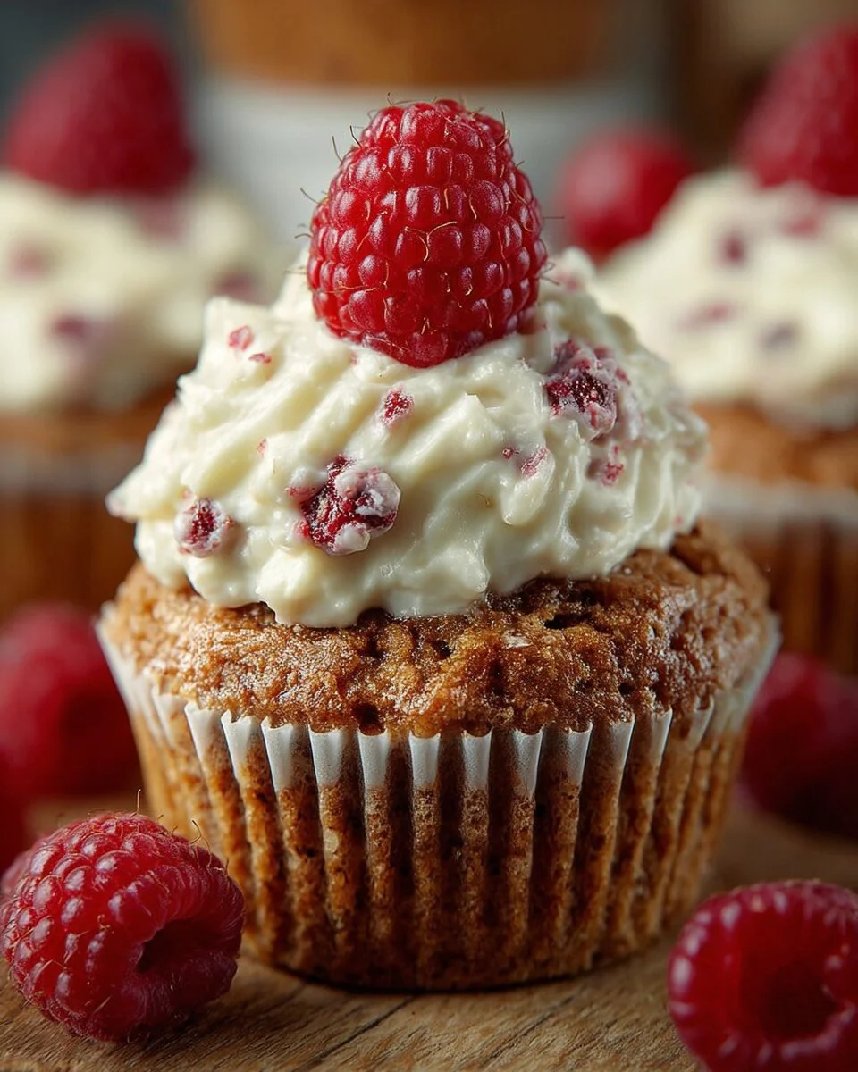 Freshly baked Raspberry Hazelnut Muffins on a cooling rack