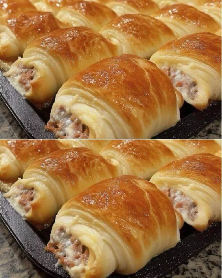 Savory sausage cream cheese crescent rolls on a platter