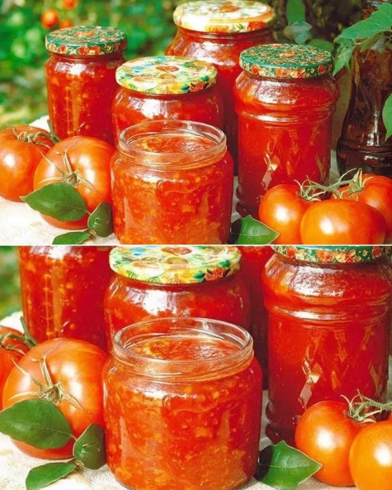 Homemade tomates en su propio jugo in jars for winter storage.