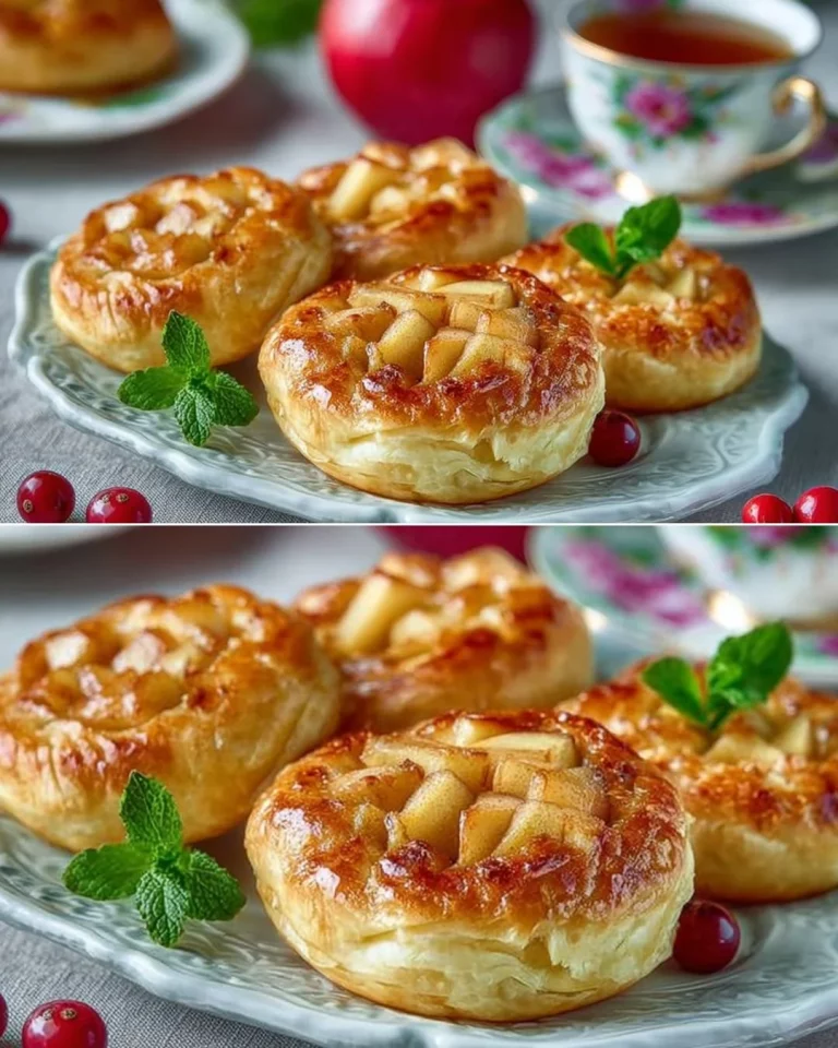Delicious yeast dough apple tarts with a golden crust and fresh apple filling