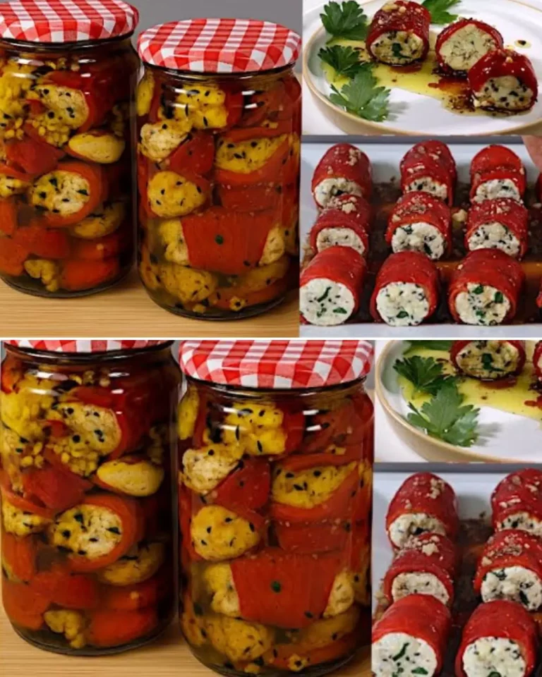 Greek Stuffed Red Peppers with Cheese and Walnuts