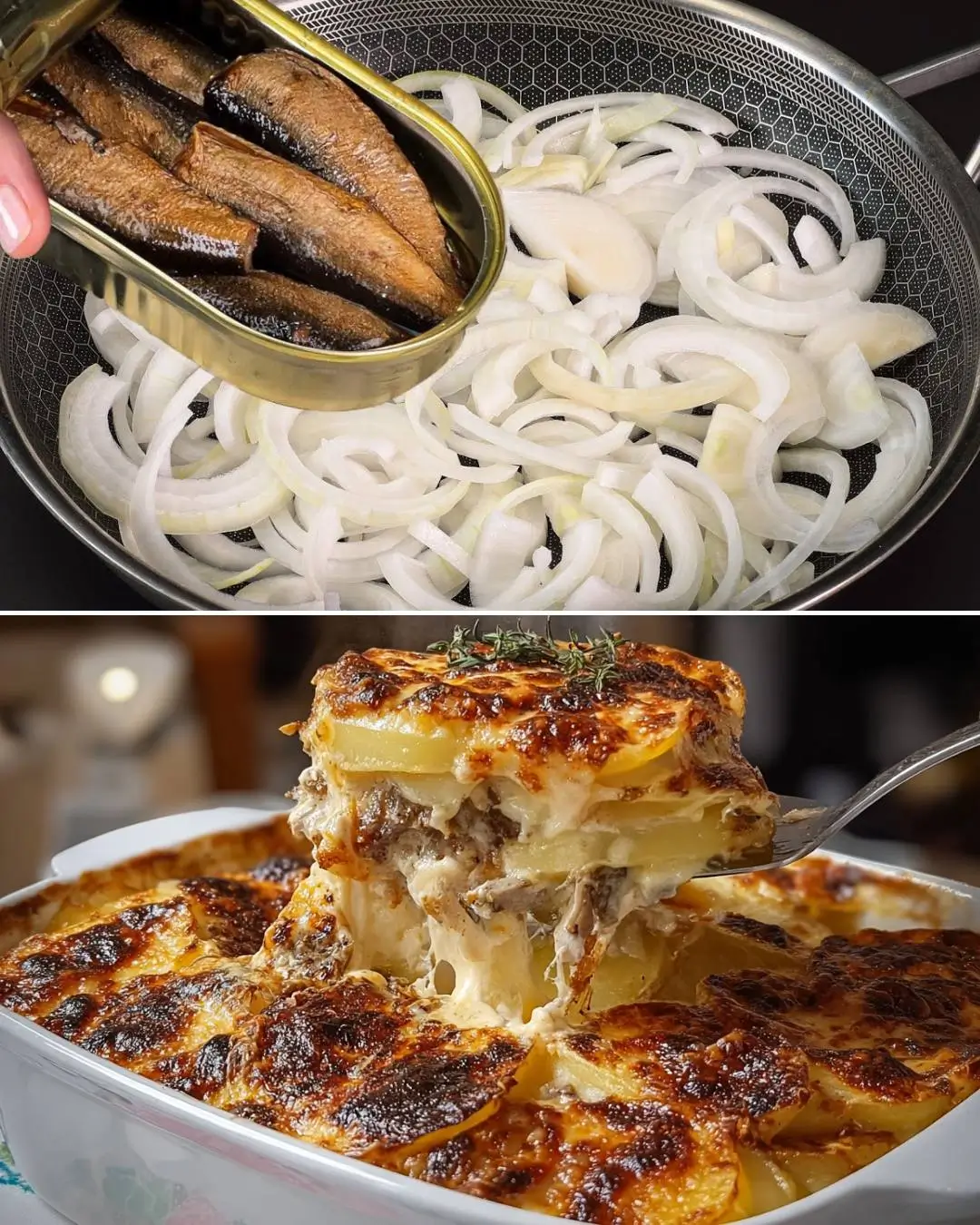 Grandma's Sardine and Onion Potato Bake