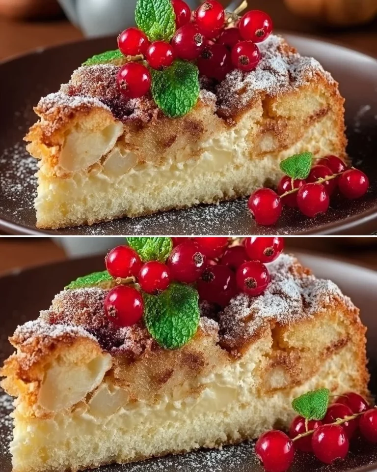 Delicious homemade apple cake slices on a rustic wooden table