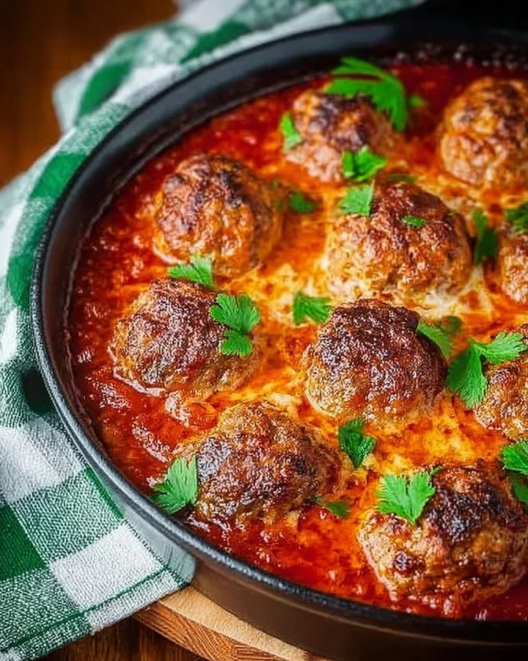 Baked turkey meatballs served in tomato sauce on a plate