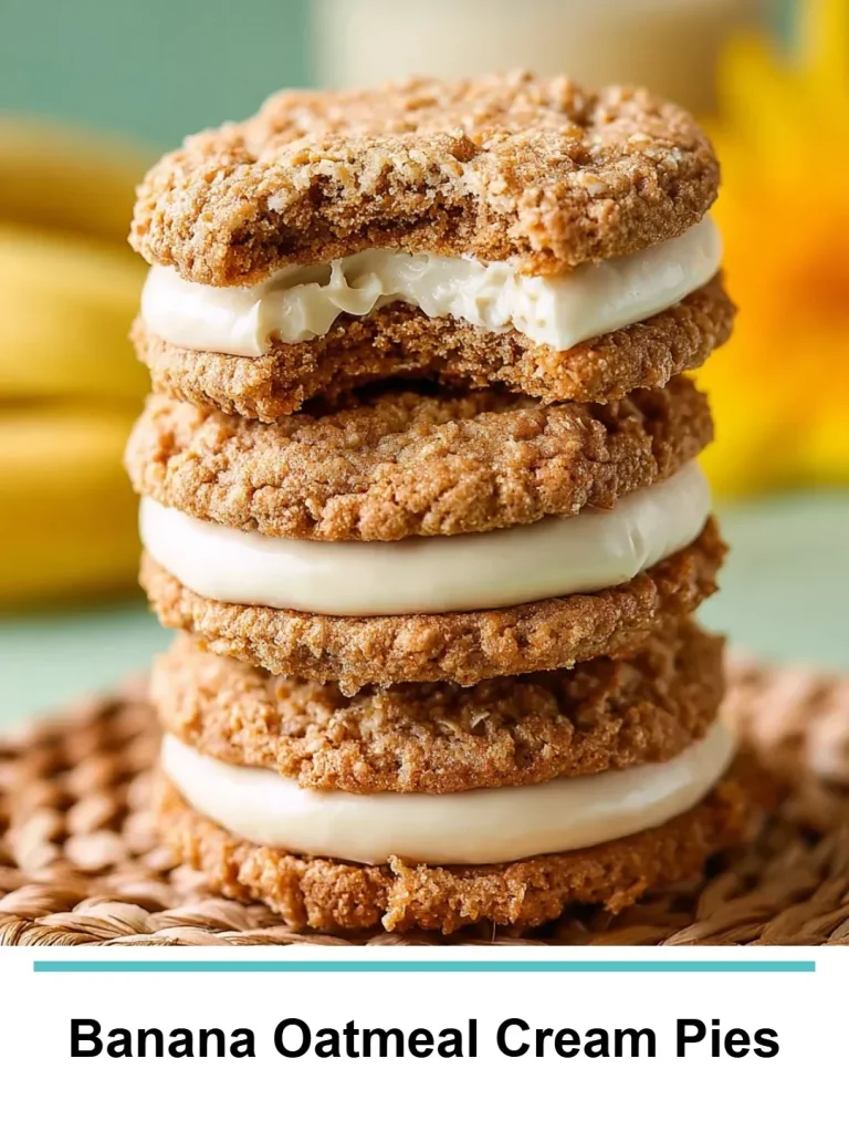 Delicious homemade Banana Oatmeal Cream Pies on a rustic wooden table