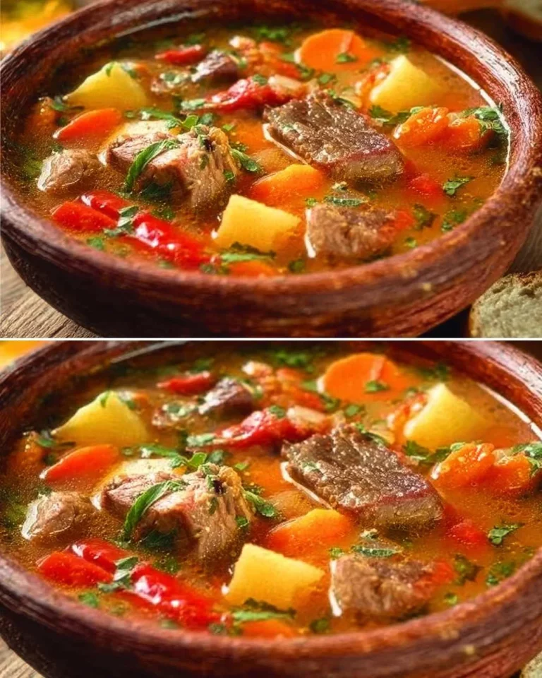 Delicious bowl of Bograch soup, a traditional Hungarian dish with rich flavors.
