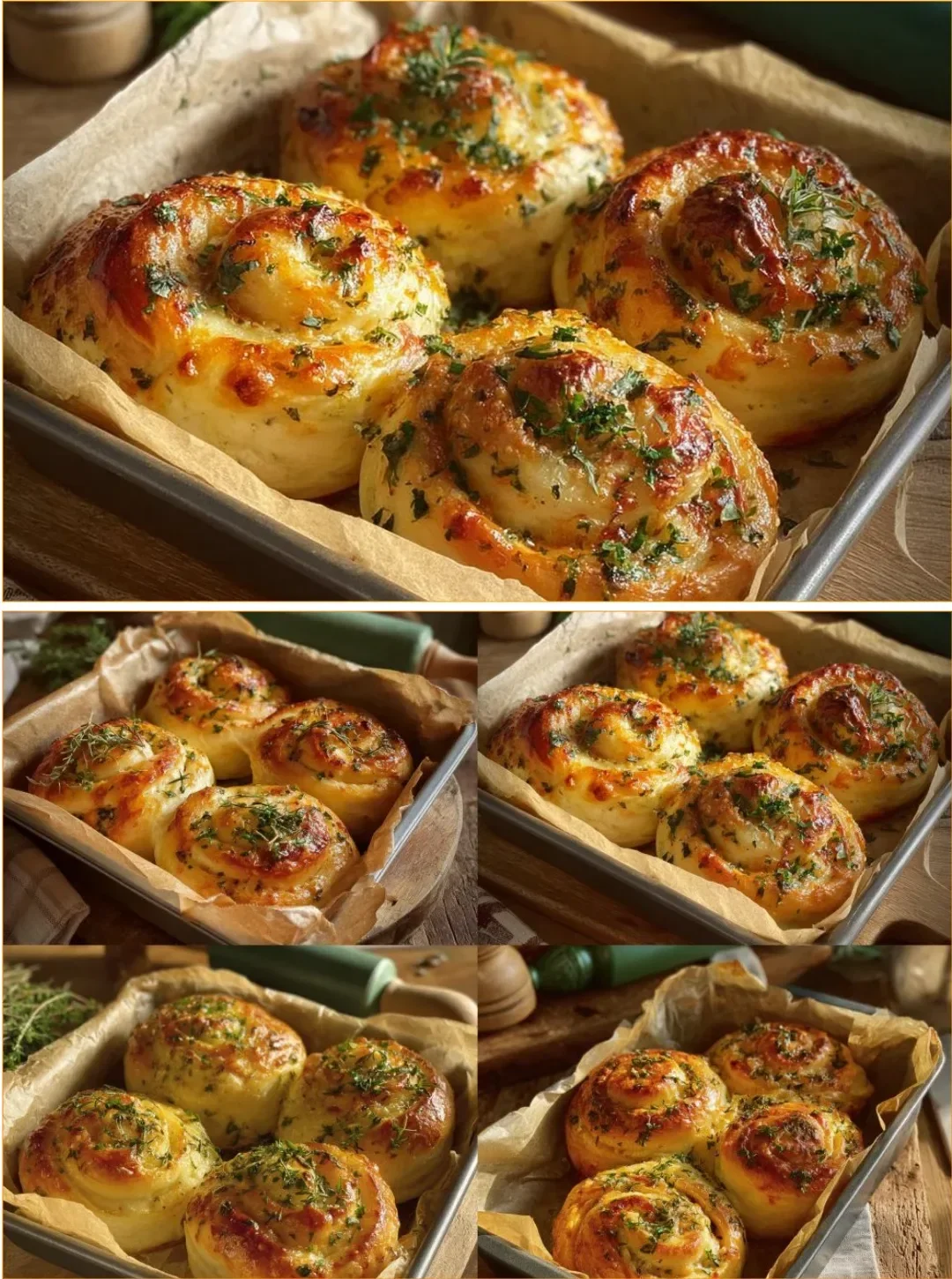 Buttery cheese garlic rolls fresh out of the oven, golden and delicious