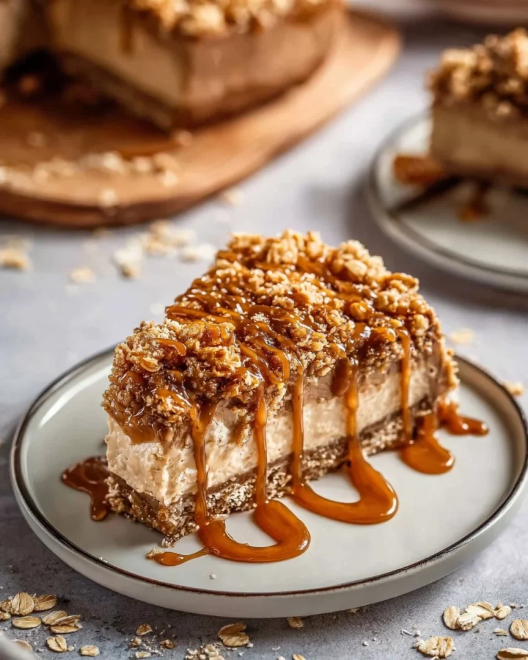 Delicious Caramel Apple Cheesecake Bars topped with caramel drizzle and apple slices