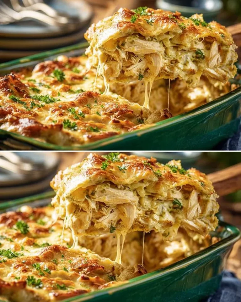 Delicious Chicken Enchilada Casserole baked with cheese and spices