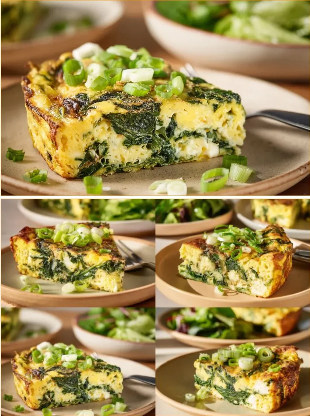 Cottage cheese egg bake served in a dish, garnished with herbs.