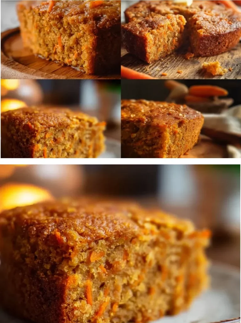Delicious flourless oatmeal carrot cake slice topped with frosting and walnuts