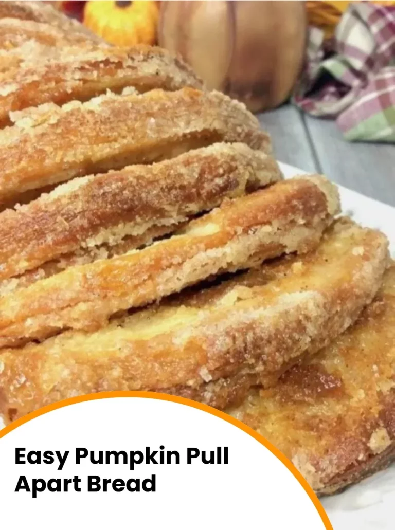 Sliced easy pumpkin pull apart bread served on a wooden board