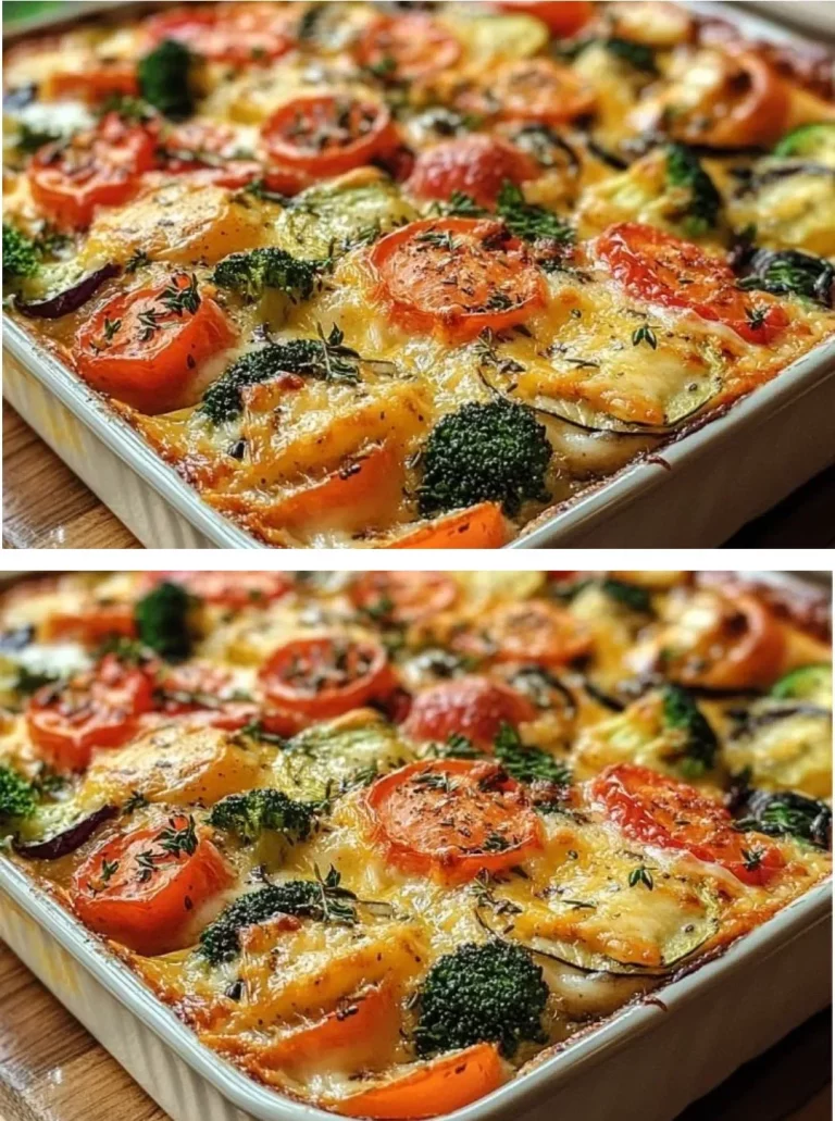 High-protein cottage cheese veggie bake topped with fresh ingredients