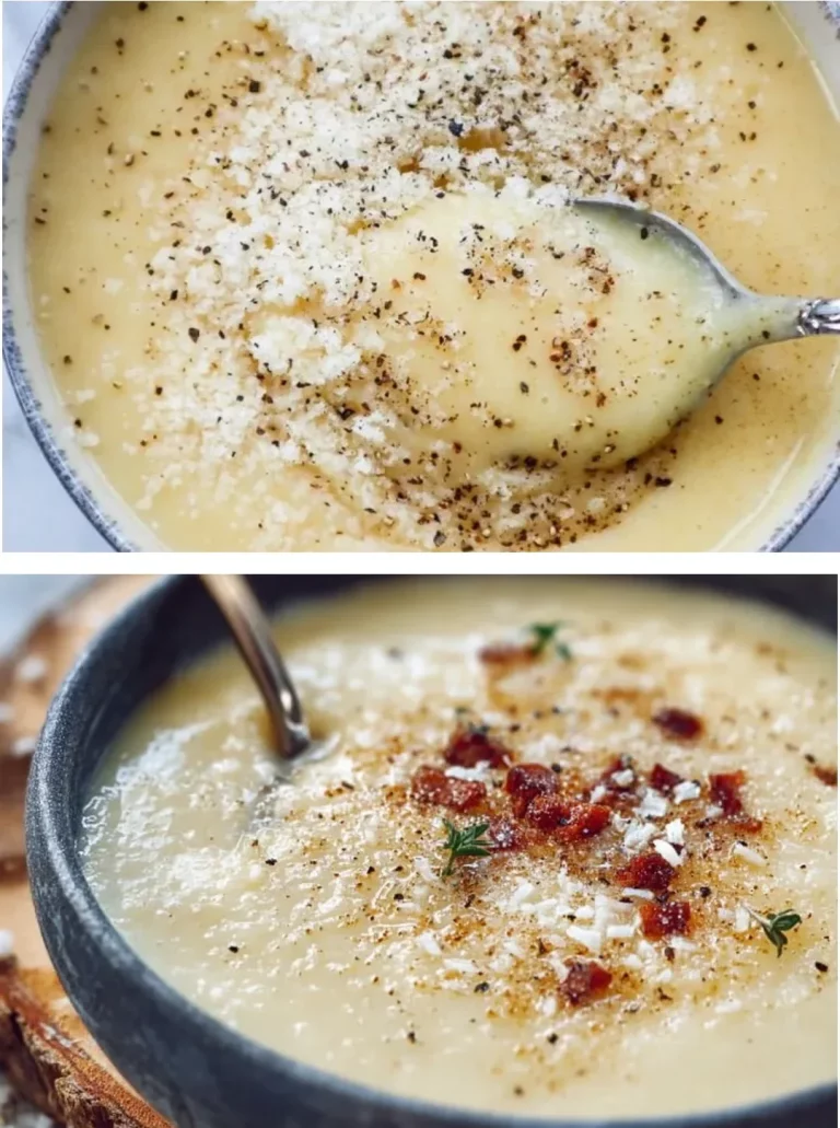 Creamy Potato Cauliflower Soup garnished with herbs in a bowl