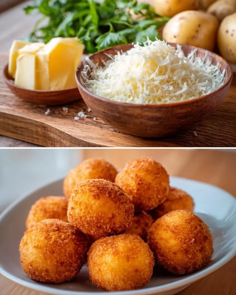 Golden crispy potato croquettes filled with melted cheese