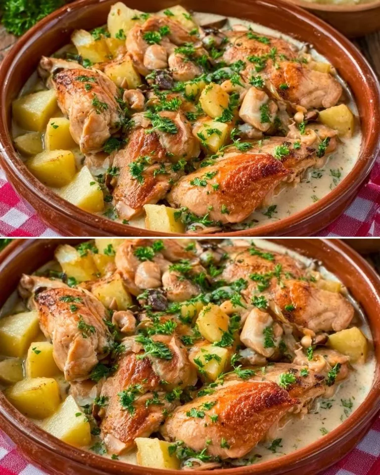 Delicious Rabbit in Wine Sauce with Apples served on a plate
