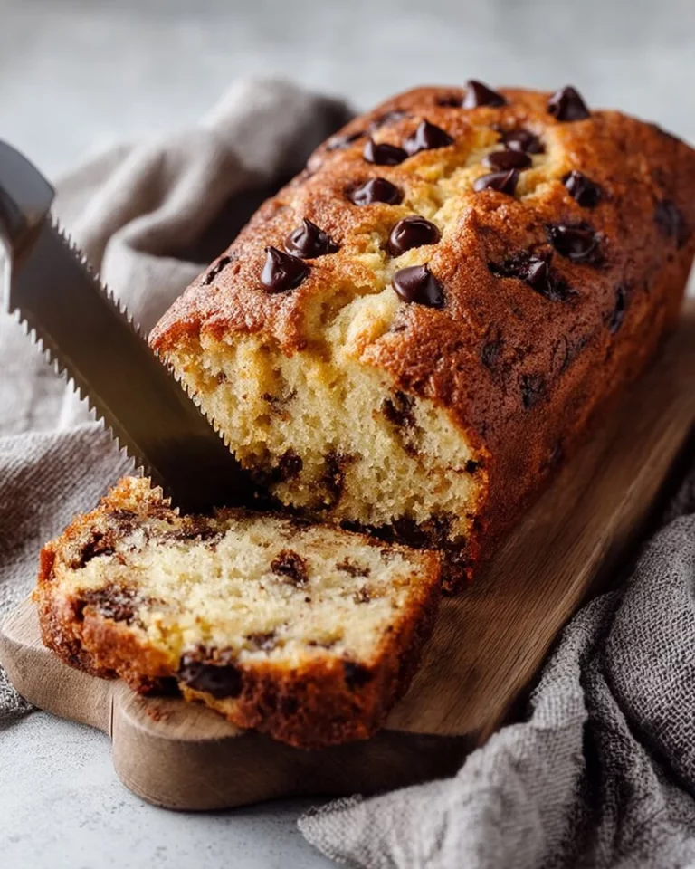 Slice of rich chocolate banana bread on a wooden table