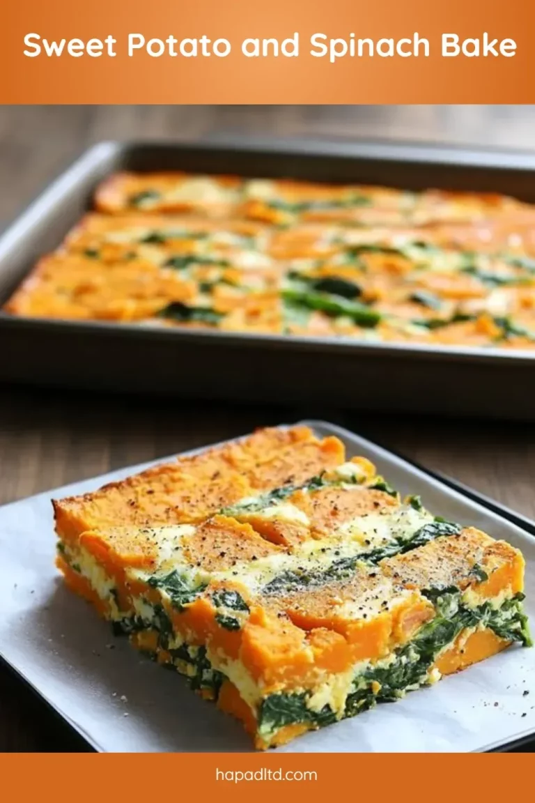 Delicious Sweet Potato and Spinach Bake served on a plate.