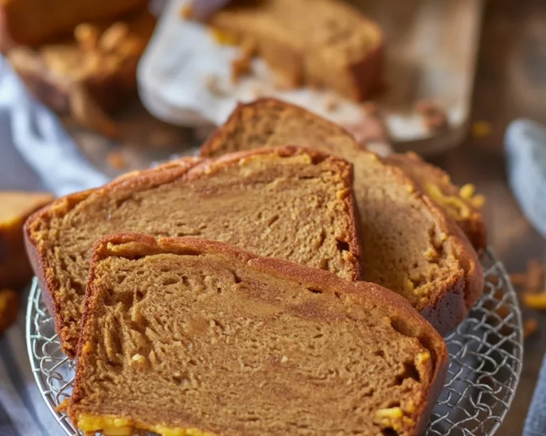 Delicious slice of sweet potato cinnamon bread with warm spices