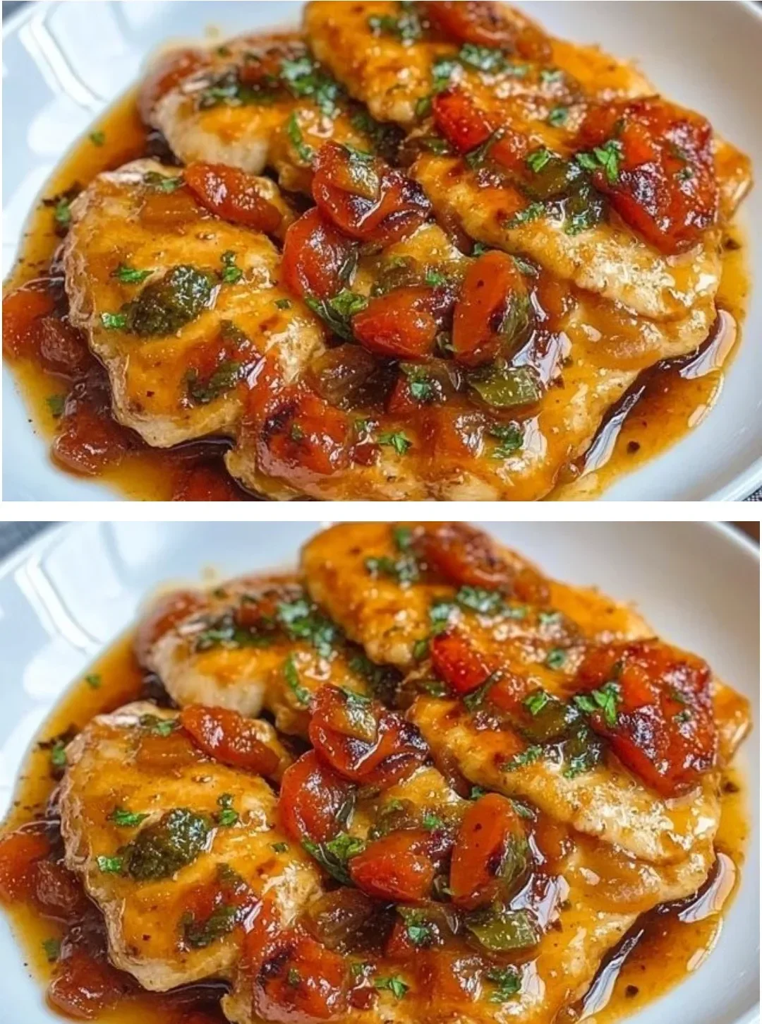 Delicious chicken scaloppine dish prepared with fresh ingredients.