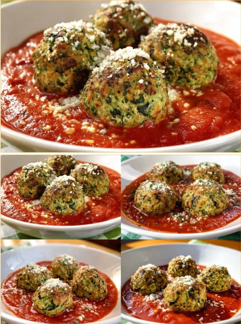Plate of healthy zucchini meatballs served with marinara sauce.