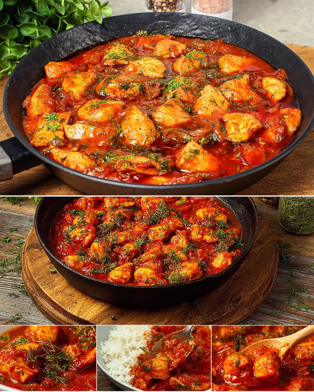 Savory Chicken and Rice Skillet with Tomato Sauce
