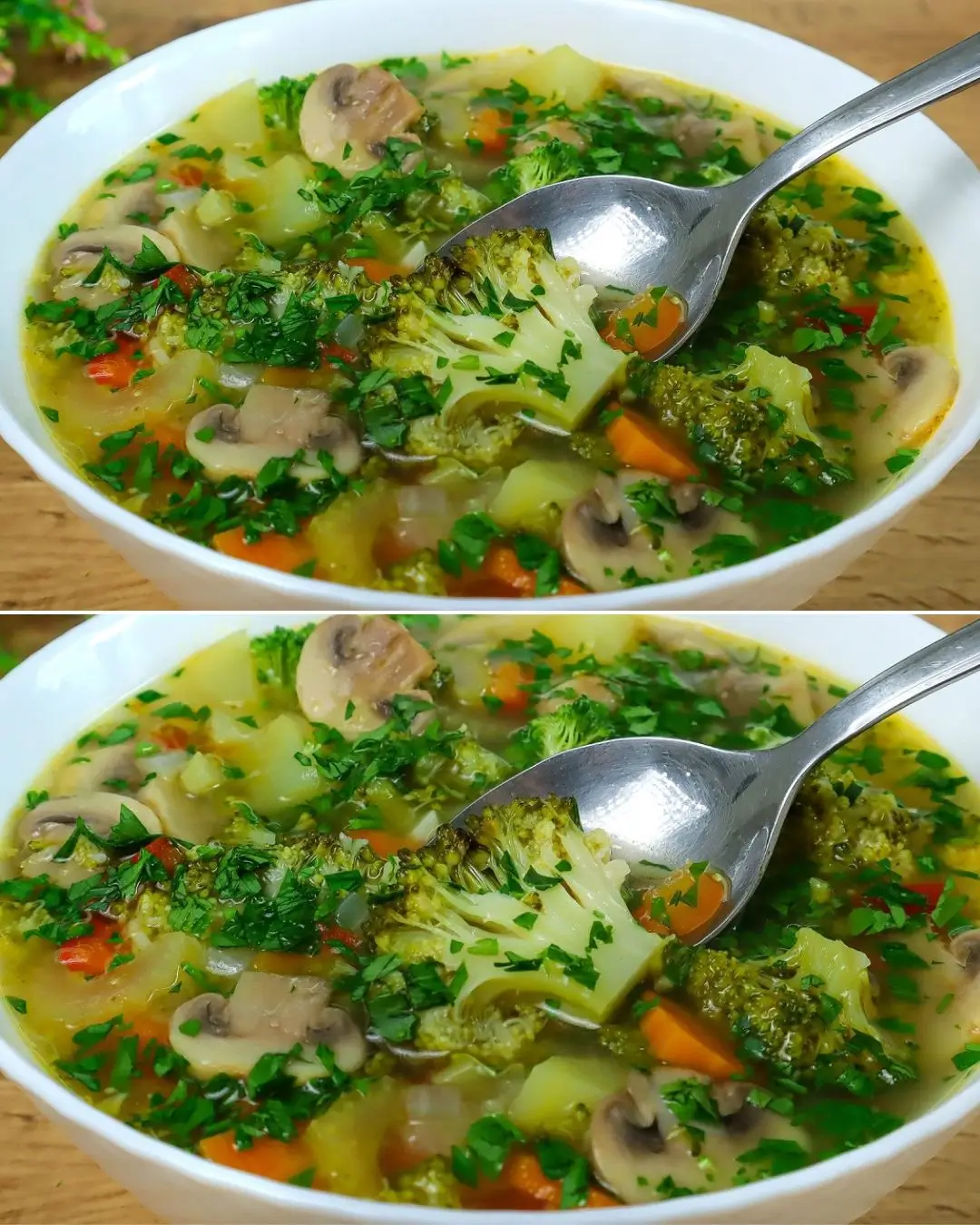 Healing Vegetable Soup with Broccoli Parmesan Croutons