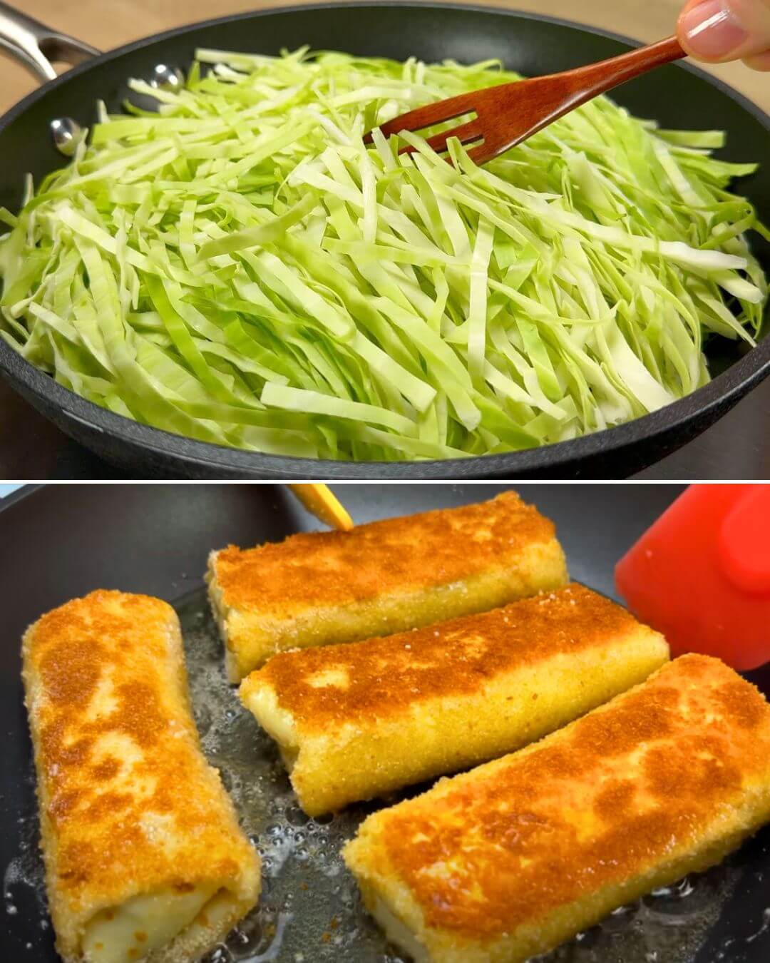 Crispy Cabbage and Cheese Rolls with Savory Pancakes