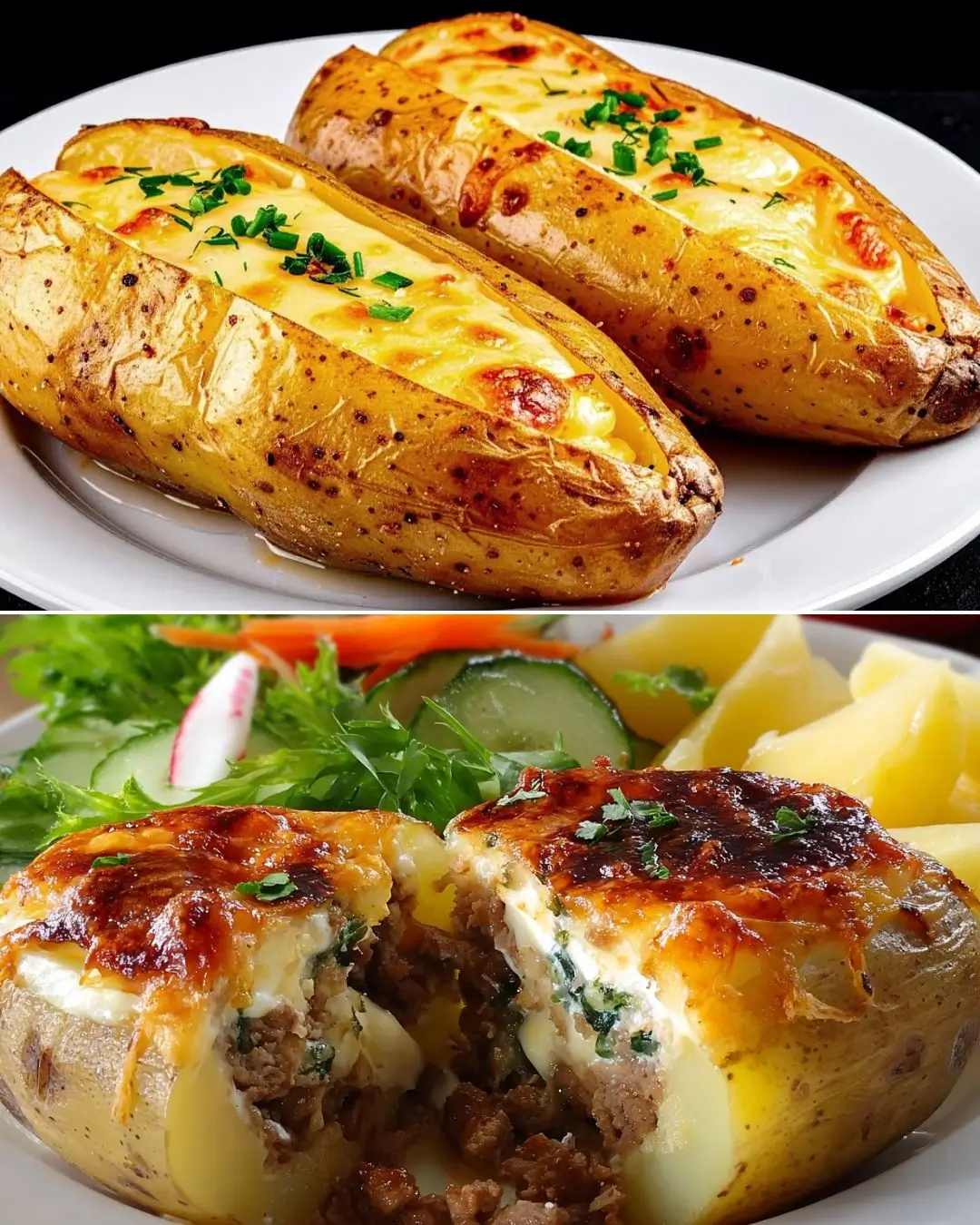 Stuffed Baked Potatoes with Beef and Mushrooms