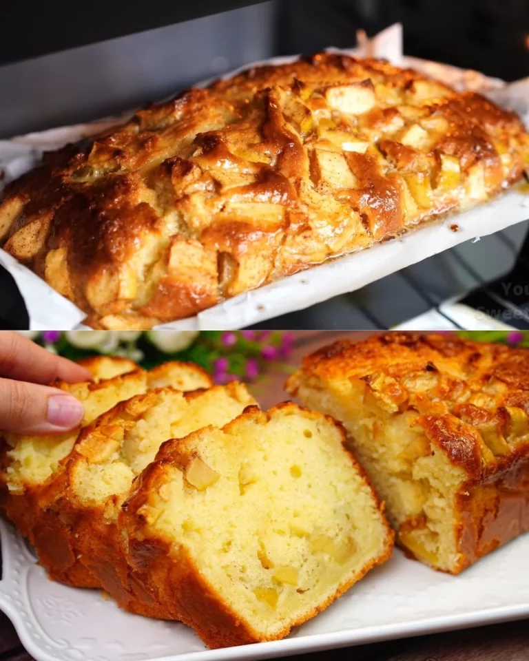 Delicious apple upside-down cake with caramelized apples on top