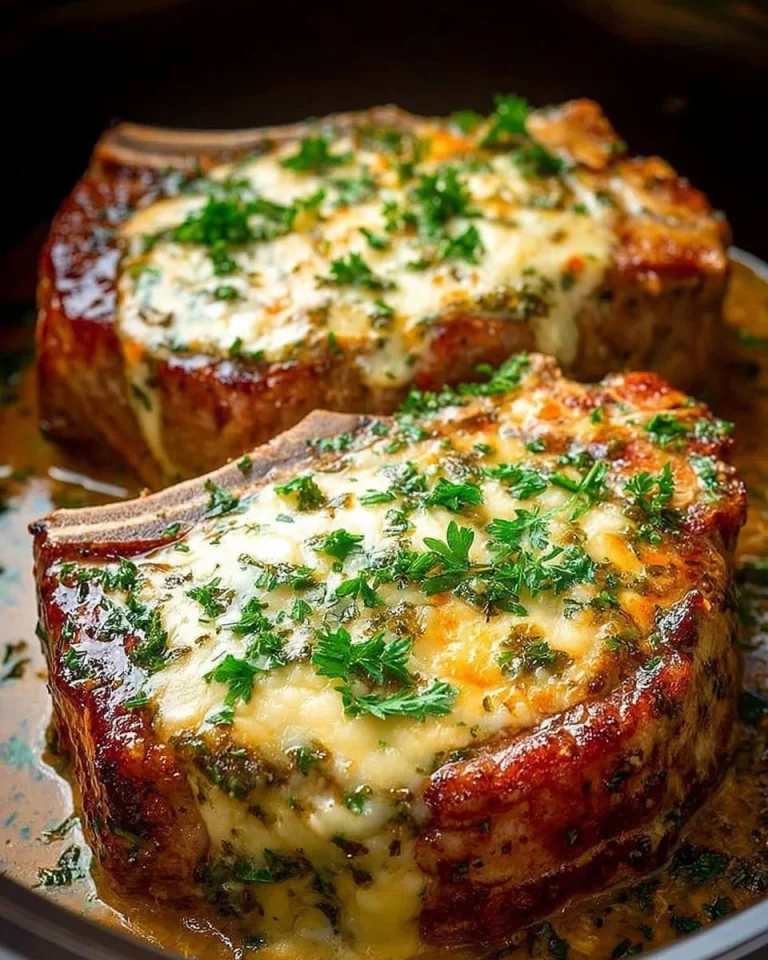 Delicious beef chops with creamy gravy served alongside fluffy potatoes.