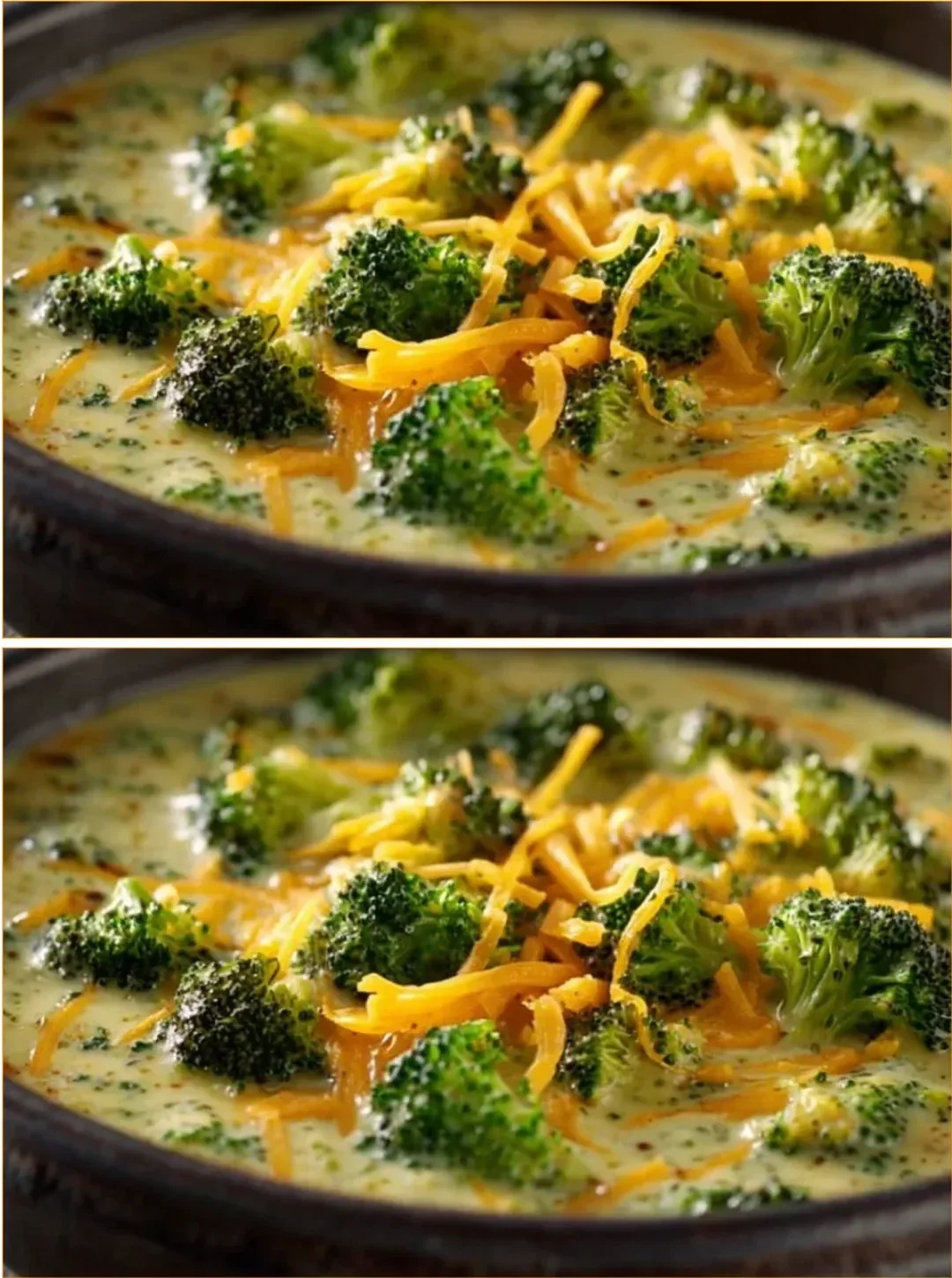 Delicious broccoli cream soup garnished with herbs in a bowl.