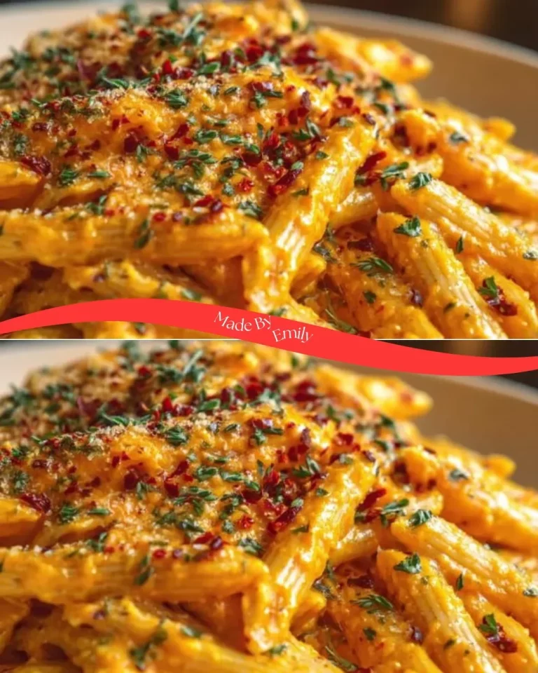 Creamy butternut squash pasta sauce in a bowl topped with herbs