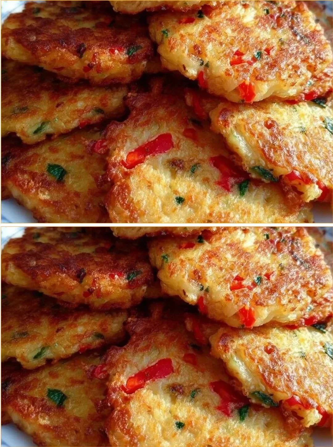 Golden-brown cauliflower pancakes served on a plate
