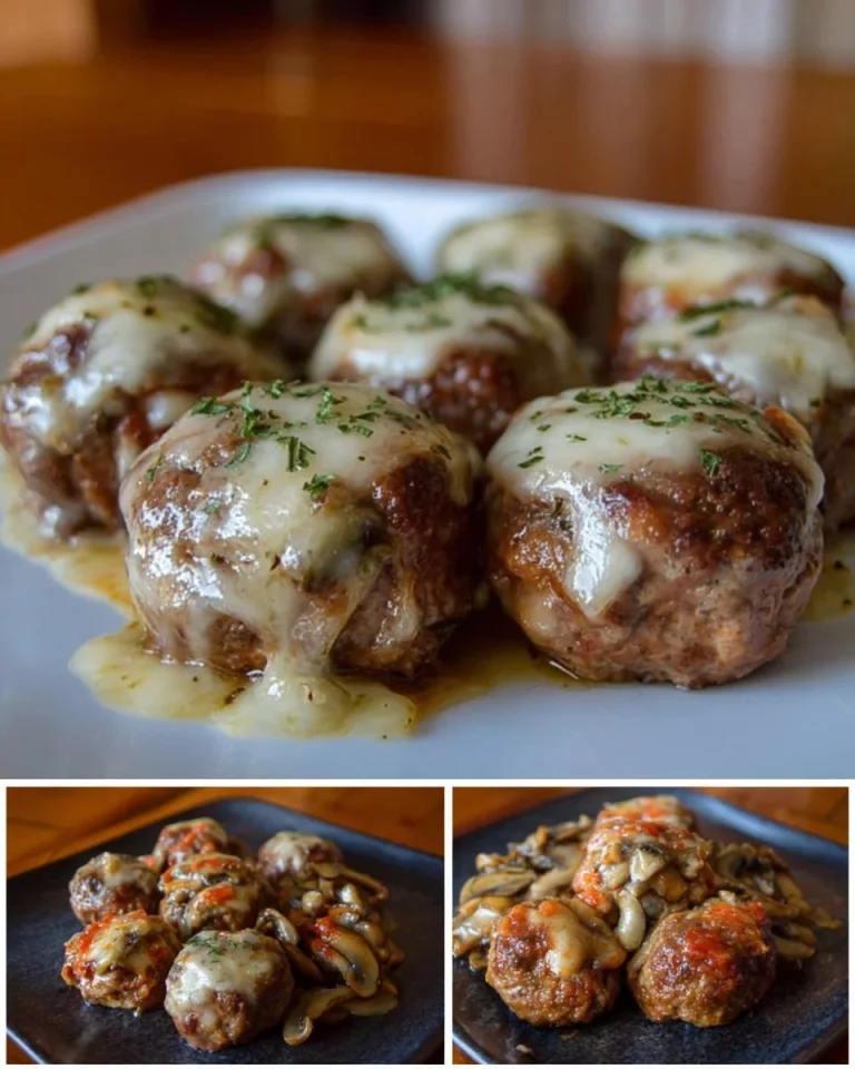 Cheese meatballs served with a flavorful mushroom sauté