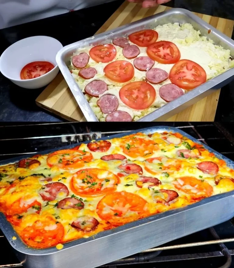 Cheesy potato dough pie with creamy hearts of palm filling on a plate