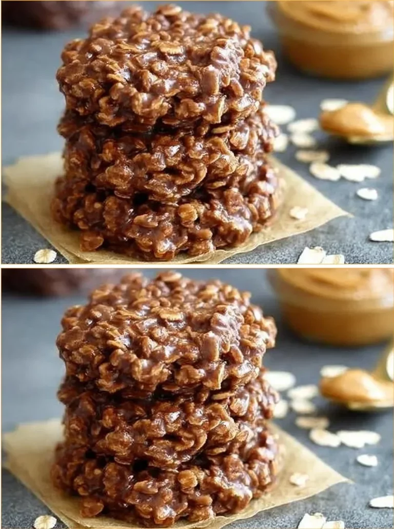 Plate of classic no-bake cookies topped with chocolate and oats.